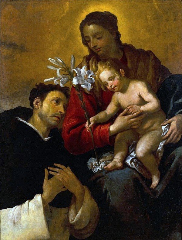 Madonna og barn med St. Dominic af Giovanni Andrea de Ferrari