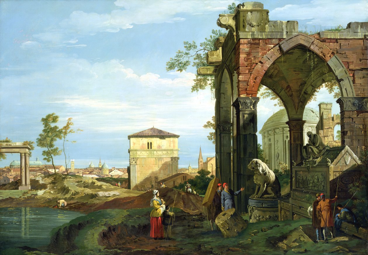 Capriccio med motiver fra Padova af Giovanni Antonio Canal