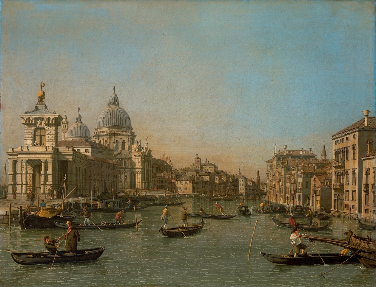 Indgangen til Canal Grande ved Punta della Dogana og Santa Maria della Salute af Giovanni Antonio Canal