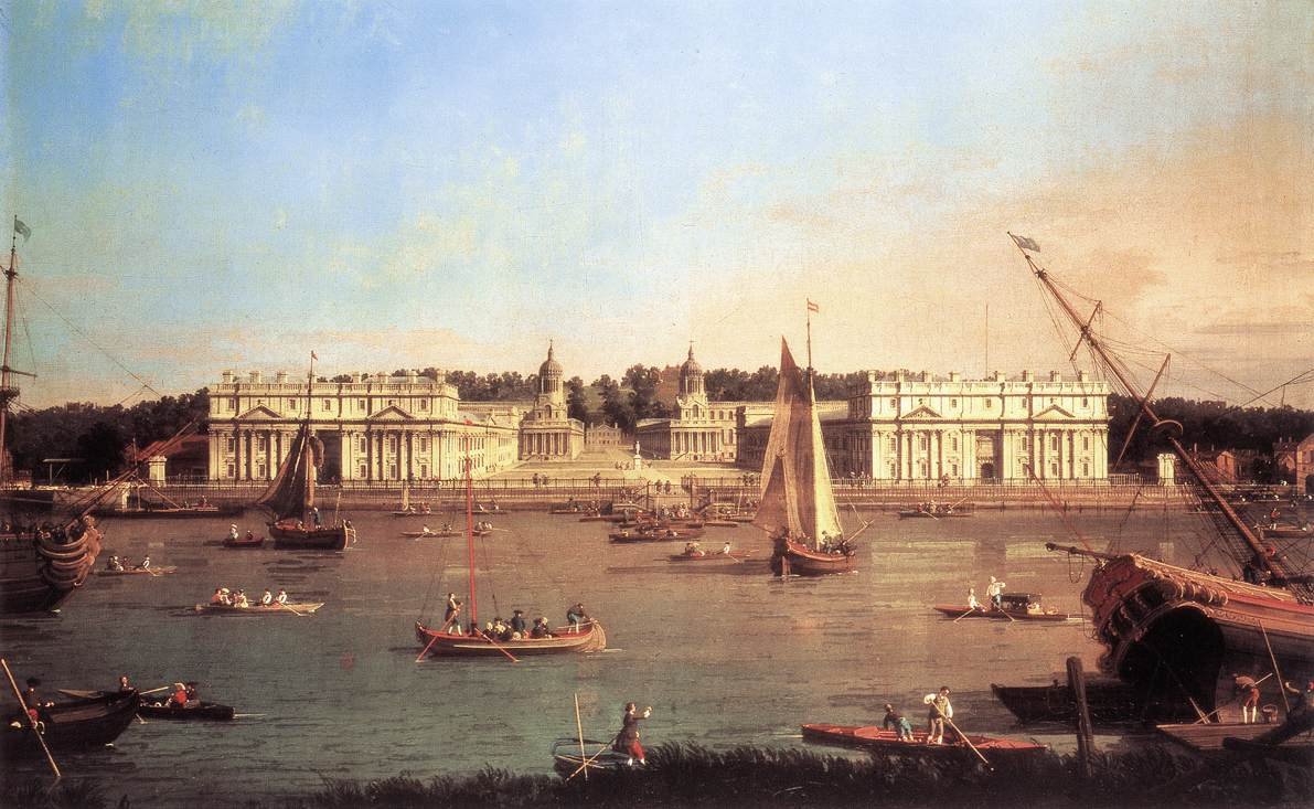 Greenwich Hospital fra Themsens nordlige bred af Giovanni Antonio Canal