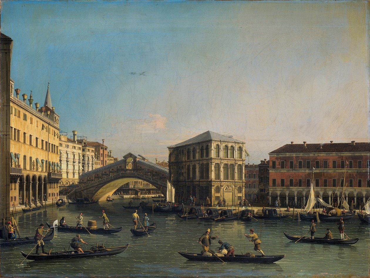 Het Canal Grande met de Ponte Rialto en de Fondaco dei Tedeschi af Giovanni Antonio Canal