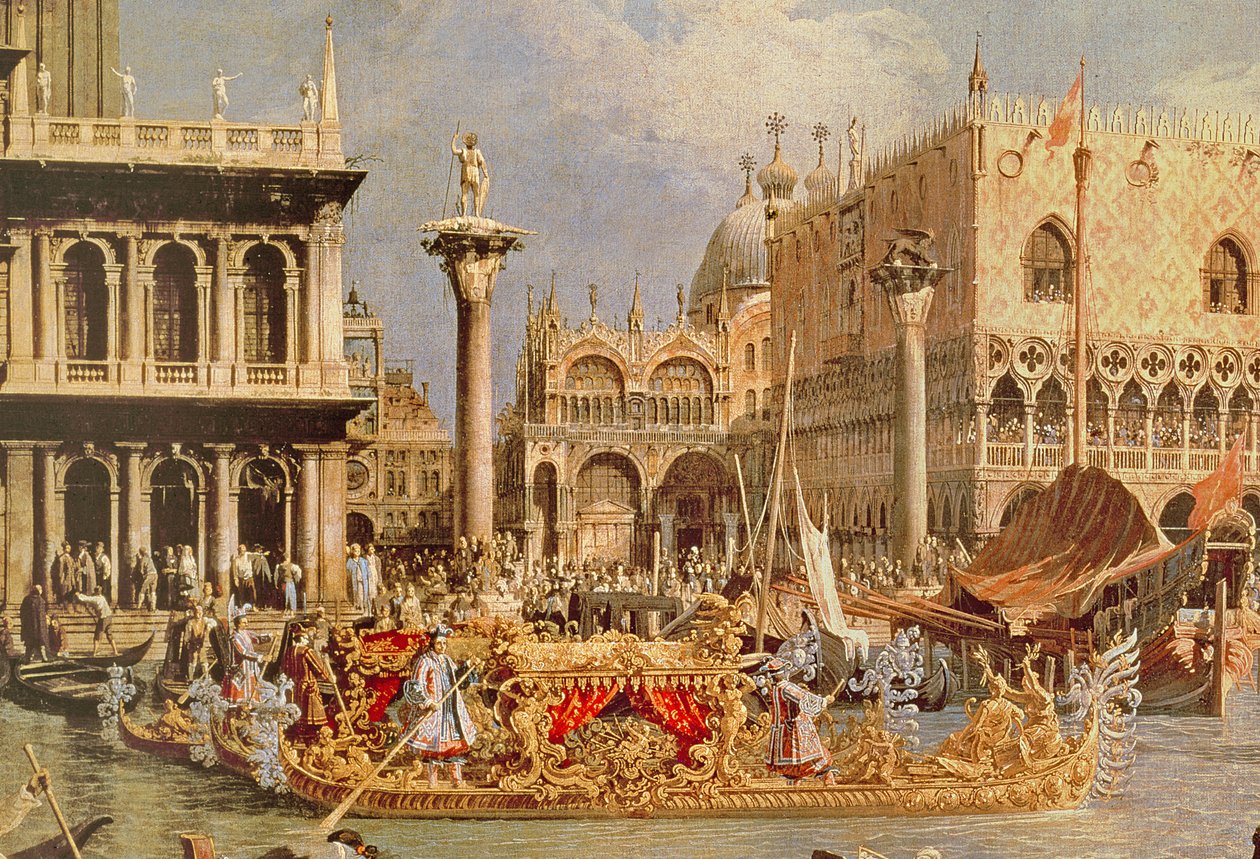 Bucintoros tilbagevenden på Kristi Himmelfartsdag (detalje af 61315) af Giovanni Antonio Canal