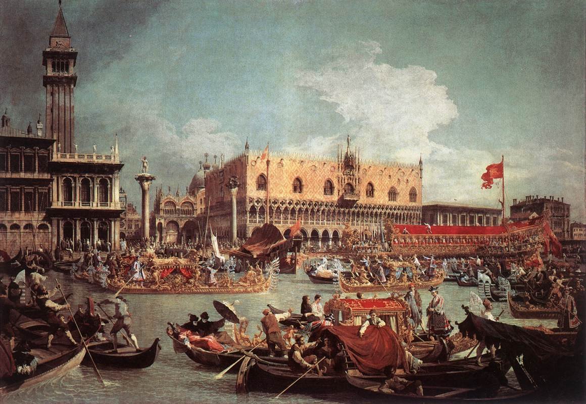 Bucintoro vender tilbage til Molo på Kristi Himmelfartsdag af Giovanni Antonio Canal