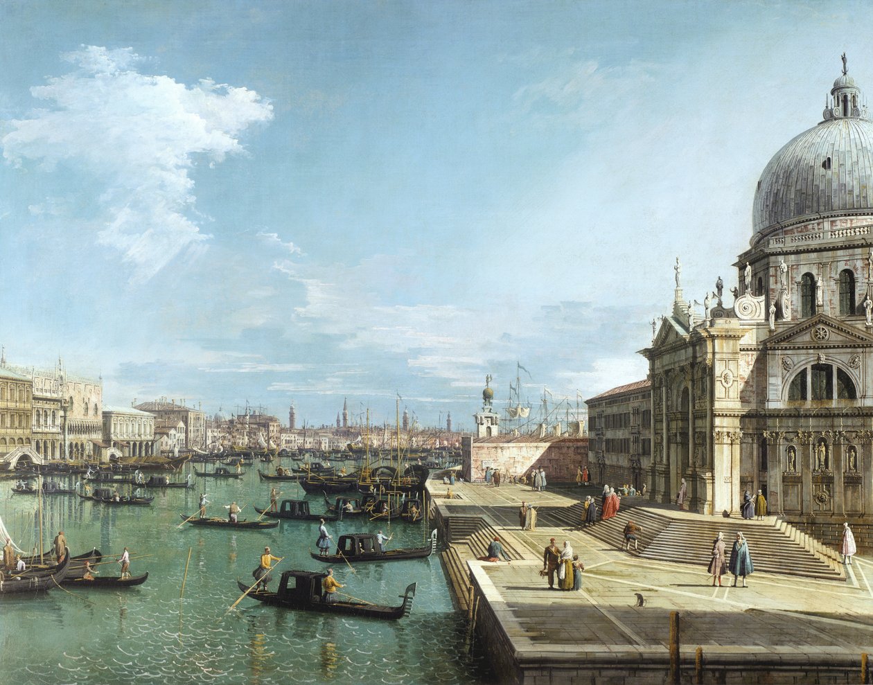 Indgangen til Canal Grande og kirken Santa Maria della Salute, Venedig af Giovanni Antonio Canal