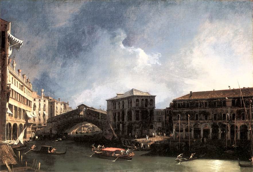 Canal Grande nær Ponte di Rialto af Giovanni Antonio Canal