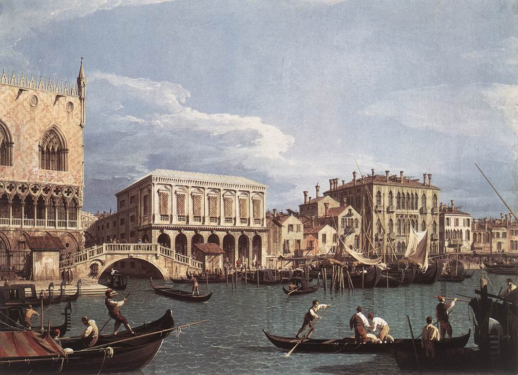 Molo og Riva degli Schiavoni fra Bacino di San Marco af Giovanni Antonio Canal