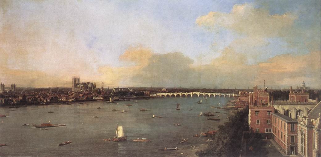 Themsen kigger mod Westminster fra Lambeth af Giovanni Antonio Canal