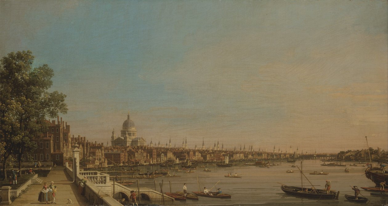 Themsen fra terrassen i Somerset House, med udsigt mod St. Pauls af Giovanni Antonio Canal