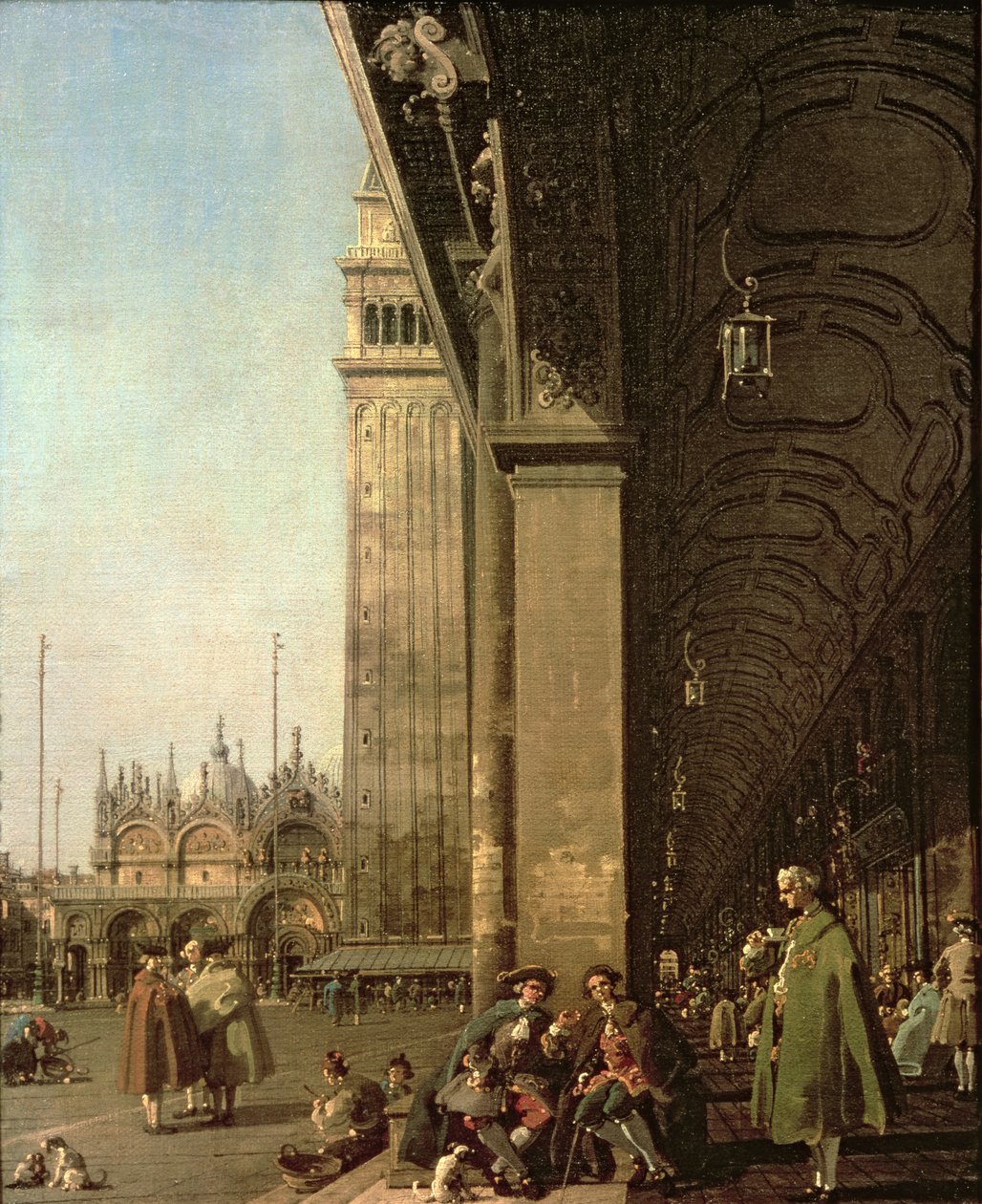 Venedig: Piazza di San Marco og Colonnade of the Procuratie Nuove, ca. 1756 af Giovanni Antonio Canal