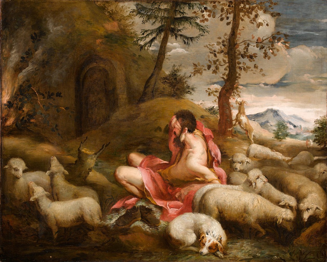 Moses og den brændende busk på Mount Horeb af Giovanni Antonio Guardi