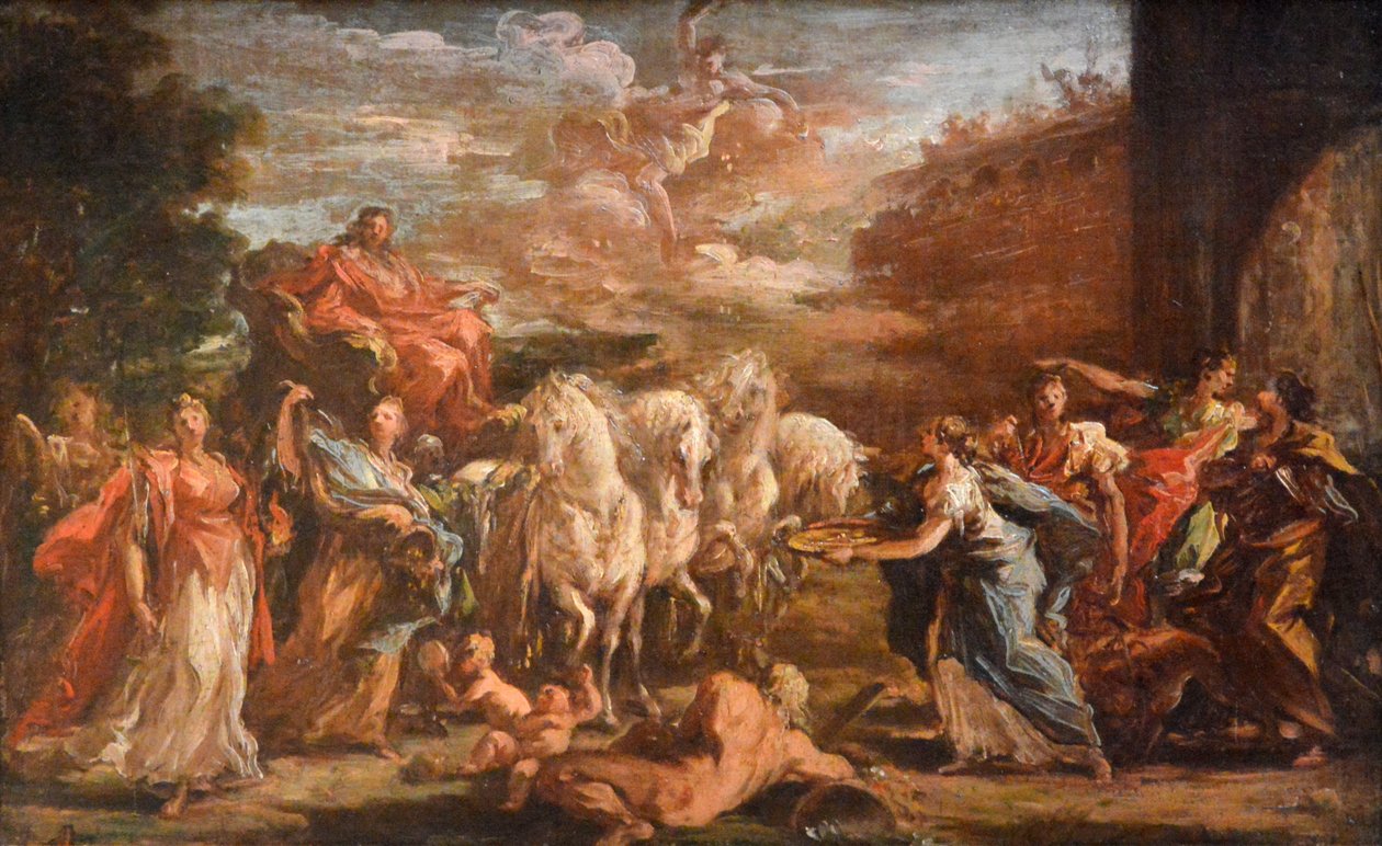 Triumferende indrejse til Düsseldorf af prins Johann Wilhelm von der Pfalze, Pfalz -vælger af Giovanni Antonio Pellegrini