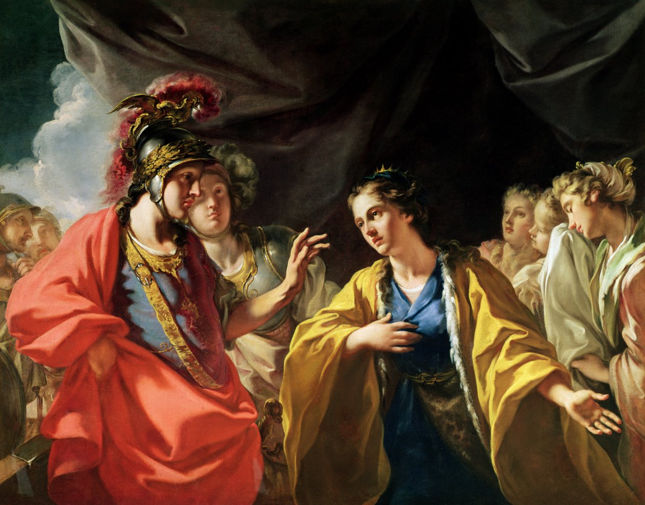 Alexander den Stores nåde (356-323 f.Kr.) foran Dareios III