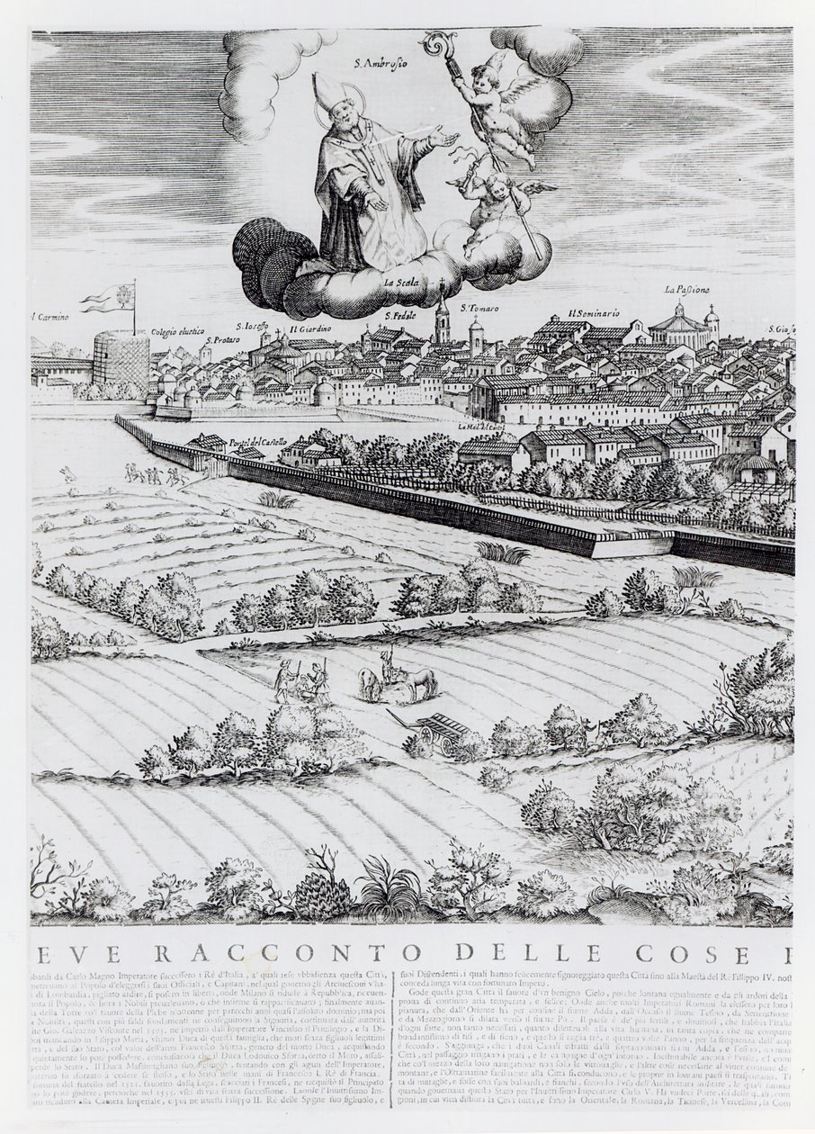 Et udsnit af et kort over Milano, 1640 af Giovanni Battista Bonacina