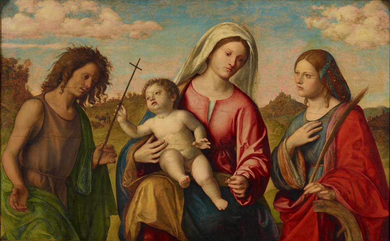 Jomfru og barn med St. Catherine og Johannes Døberen, ca. 1515 af Giovanni Battista Cima da Conegliano