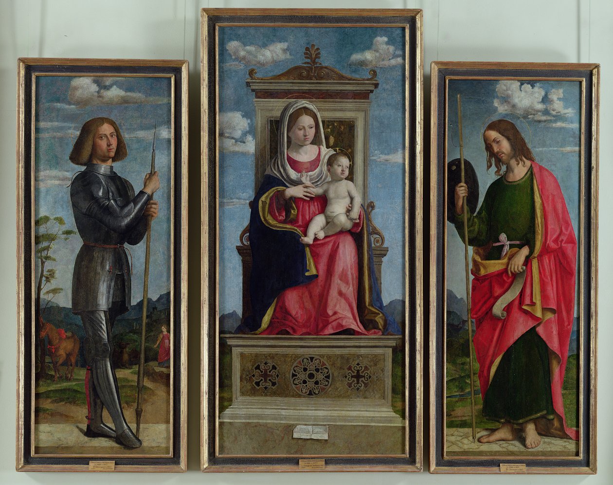 Madonna og barn med St. George og St. James, ca. 1510 (olie på panel overført til lærred) af Giovanni Battista Cima da Conegliano