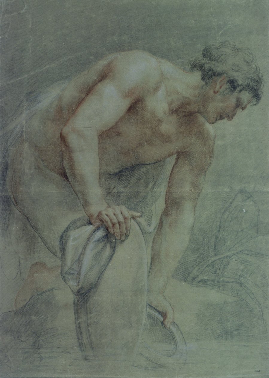 Figur af en kriger, delvist draperet, 1700-tallet (tegning) af Giovanni Battista Cipriani