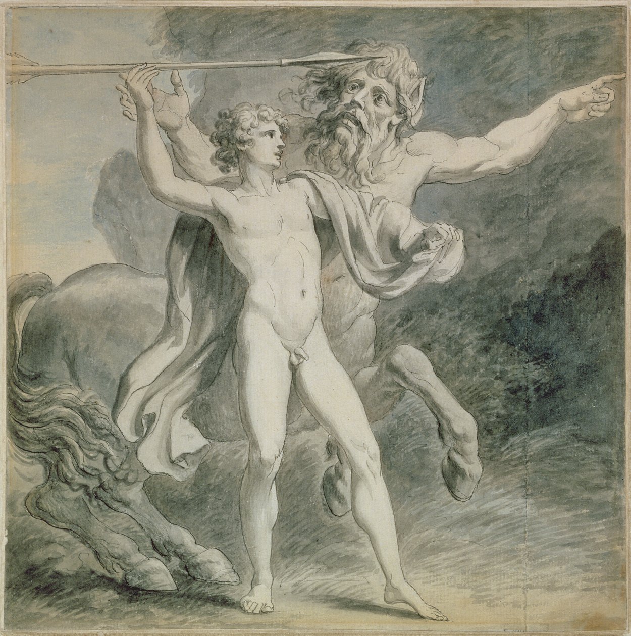 The Education of Achilles, 1776 (pen og blæk med grå vask på papir) af Giovanni Battista Cipriani