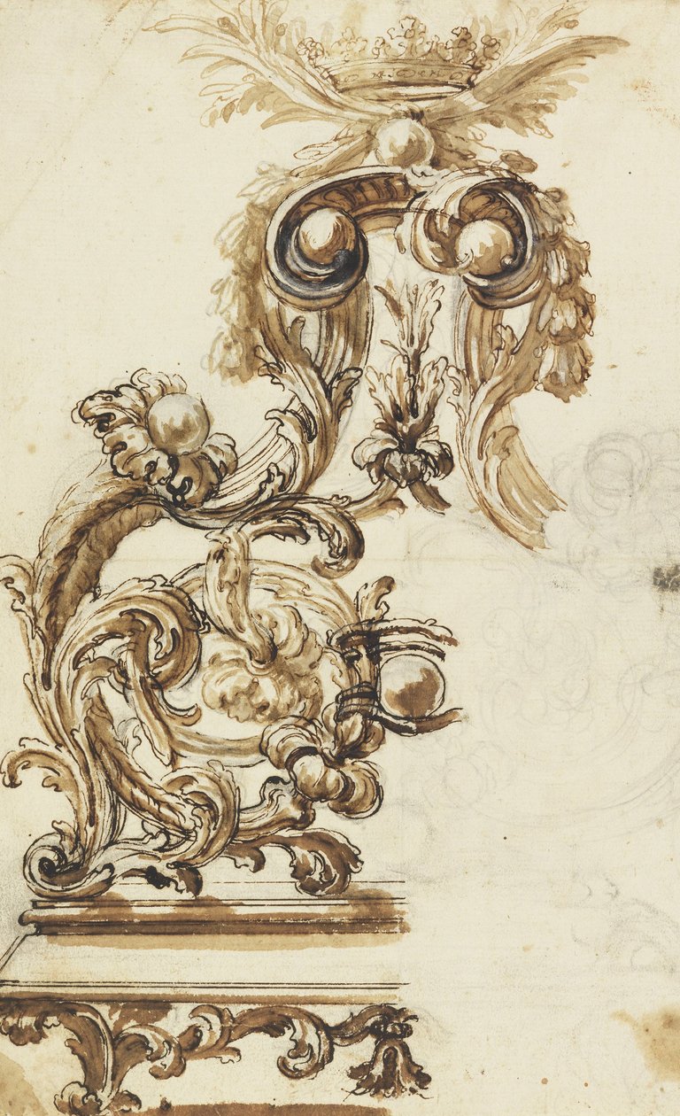 Design til et forgyldt bronzepynt af Giovanni Battista Foggini