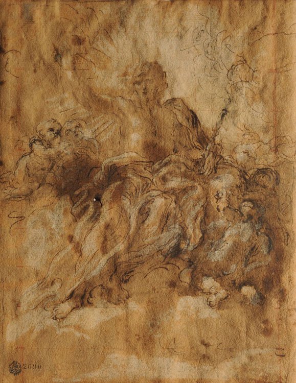 Kristus i herlighed med englene af Giovanni Battista Gaulli