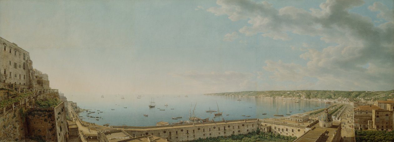 En udsigt over Napoli -bugten, set sydvest fra Pizzofalcone mod Capo di Posilippo af Giovanni Battista Lusieri