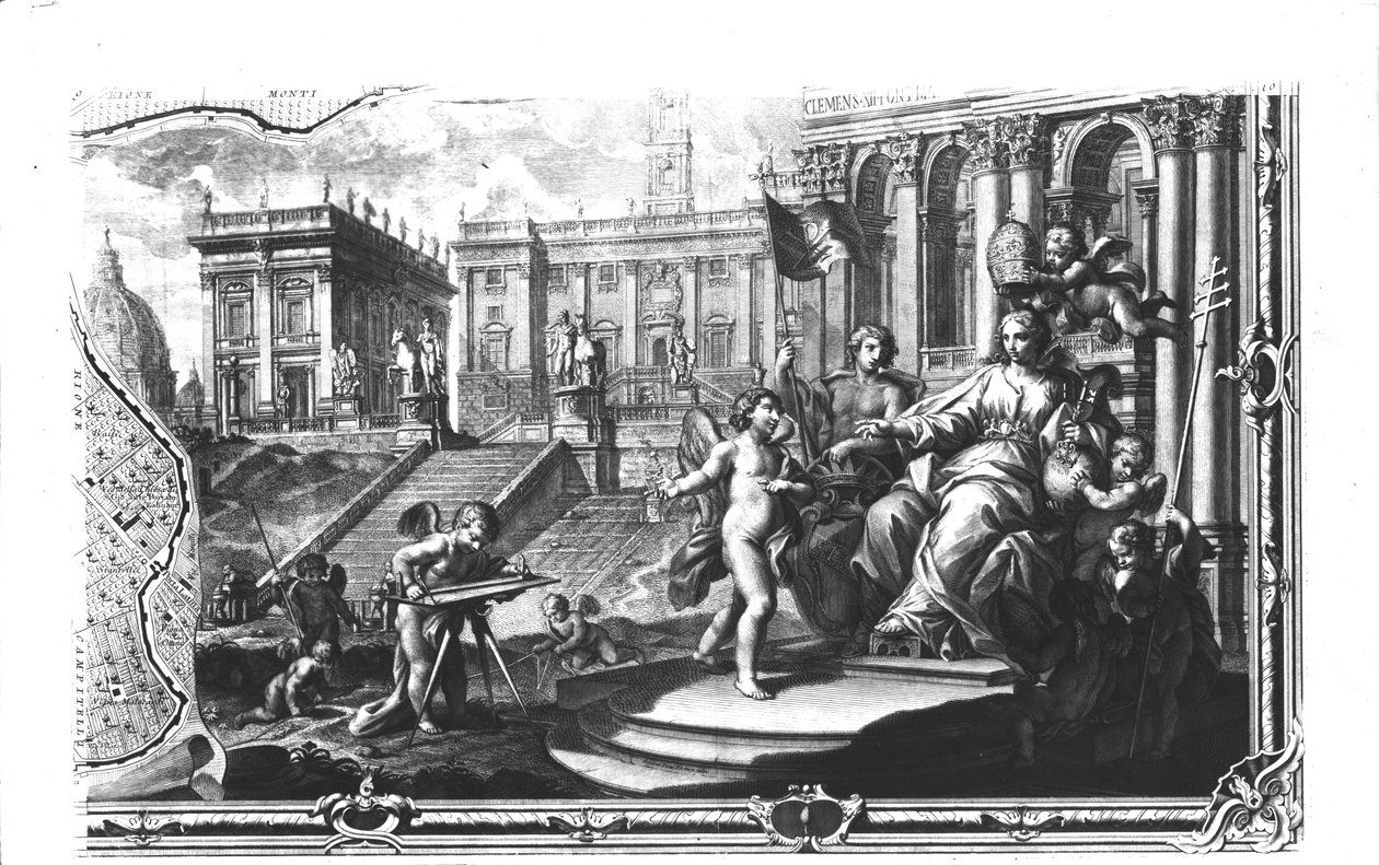 Allegori af den katolske kirke siddende i Campidoglio i Rom, 1798 af Giovanni Battista Nolli