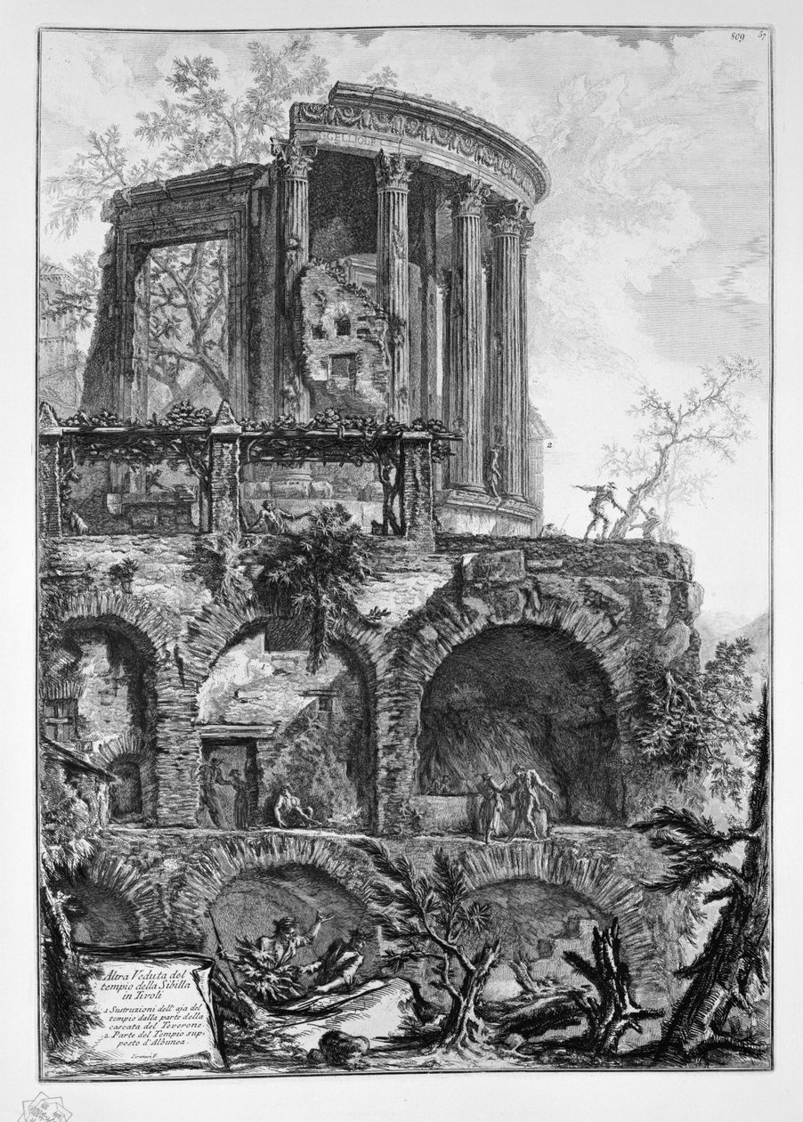 Endnu et billede af Sibylens tempel i Tivoli af Giovanni Battista Piranesi