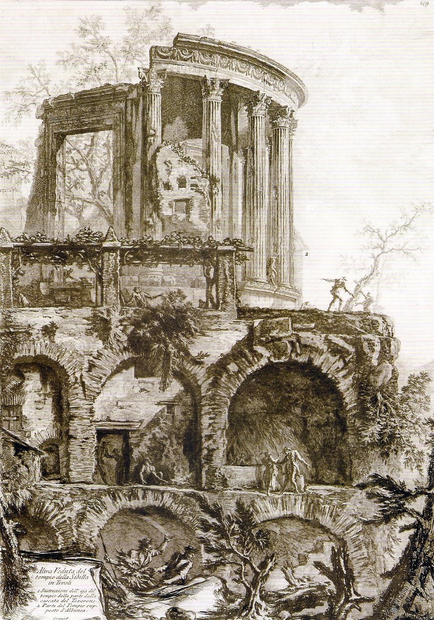 En anden udsigt over Sibyl -templet, Tivoli af Giovanni Battista Piranesi