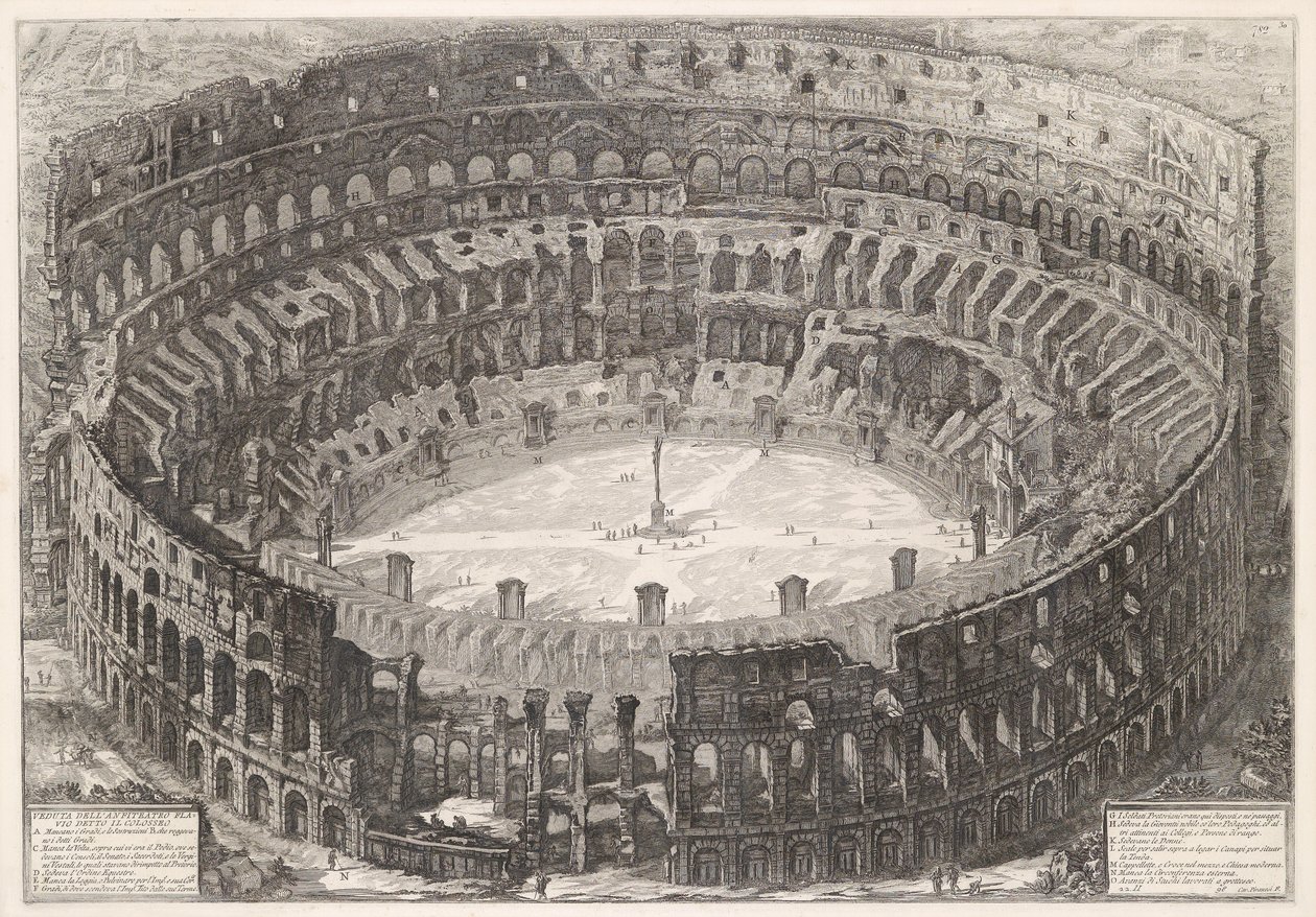 Fugleperspektiv af Colosseum af Giovanni Battista Piranesi