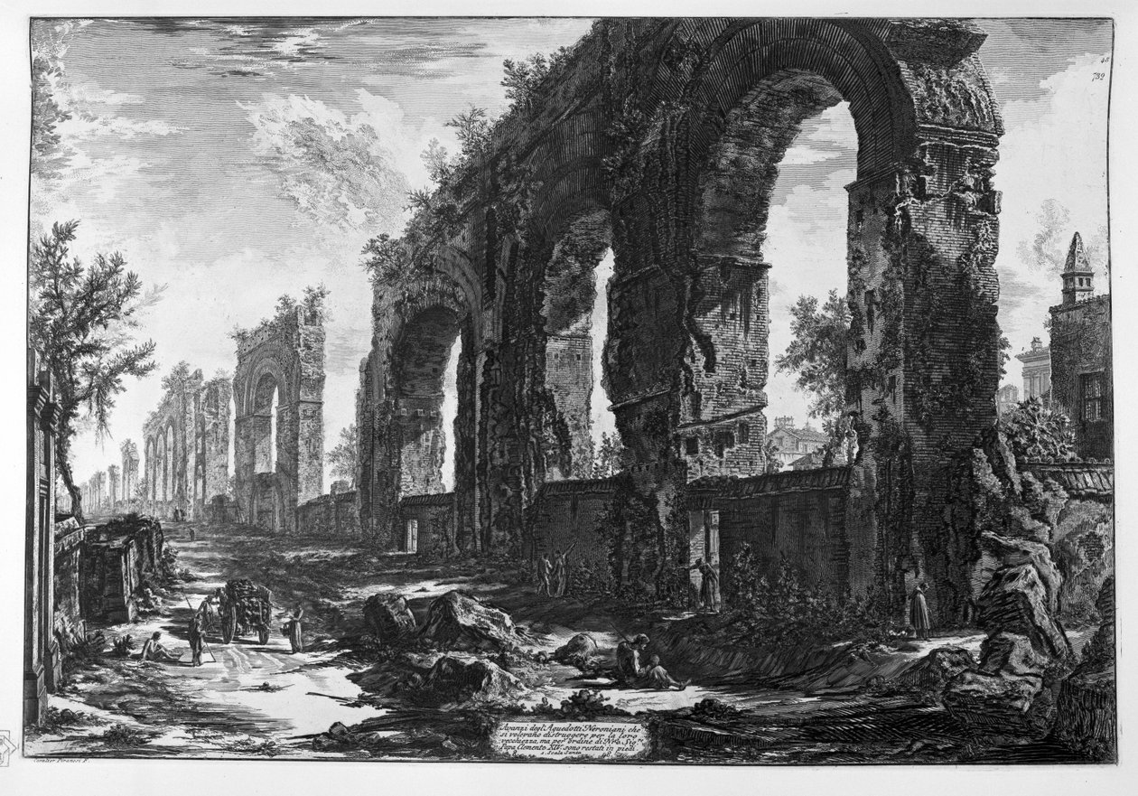 Rester af de neronske akvædukter af Giovanni Battista Piranesi