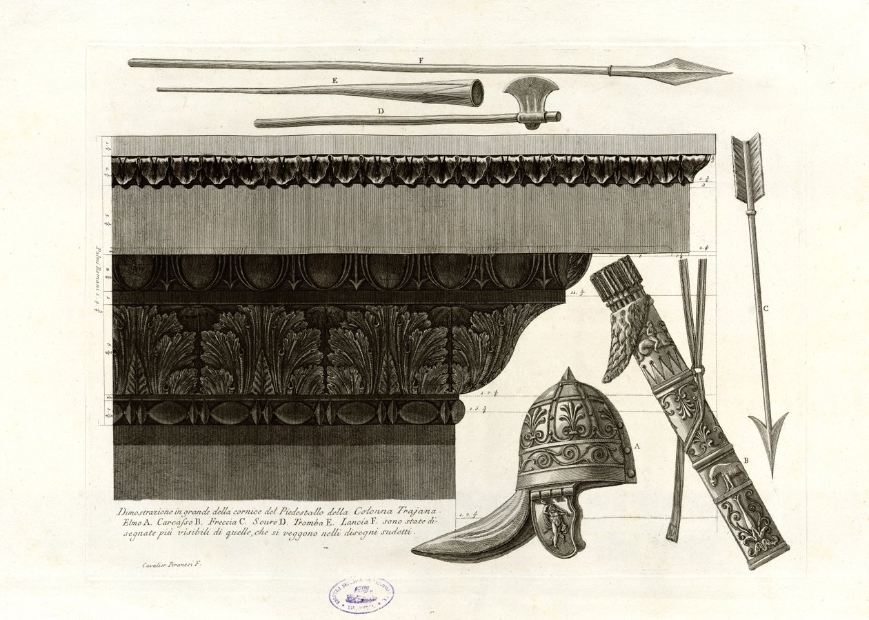 Stor demonstration af rammen af ​​sokkelen af ​​Trajansøjlen af Giovanni Battista Piranesi