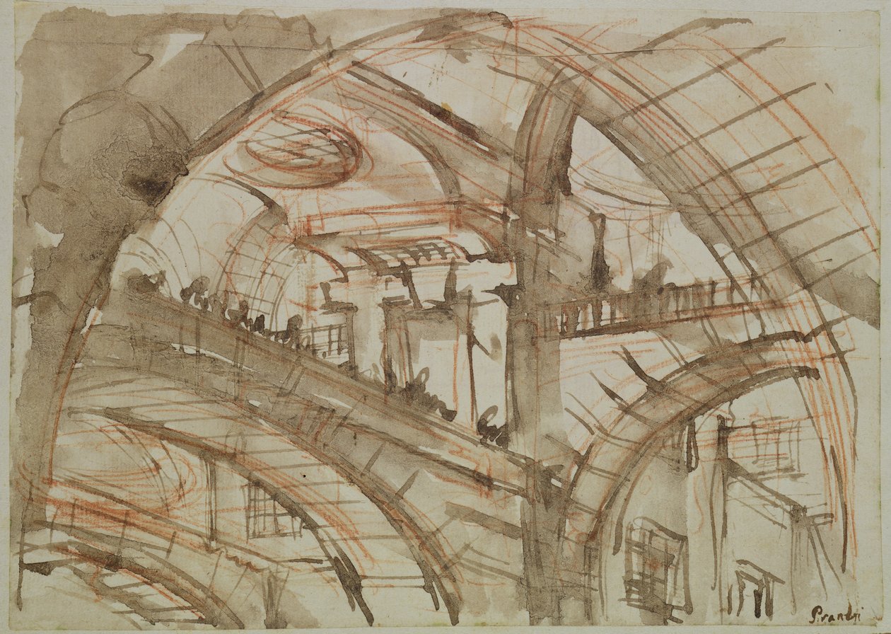 Tegning af et imaginært fængsel (blæk og vask på papir) af Giovanni Battista Piranesi