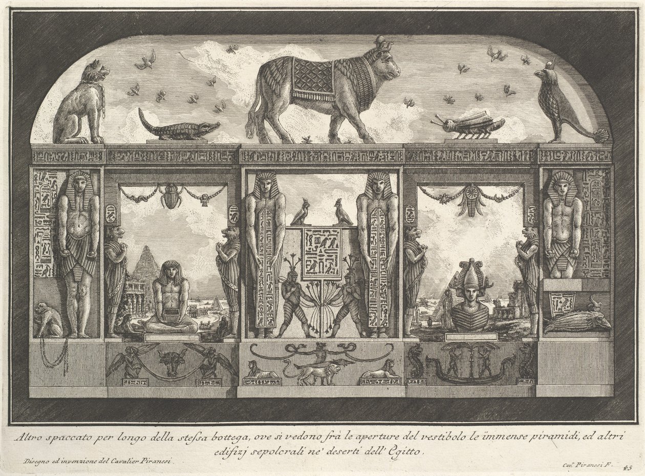 Egyptisk vægmaleri til Caffè degli Inglesi, Piazza di Spagna, Rom, 1769. Fra forskellige måder at pryde stierne på af Giovanni Battista Piranesi
