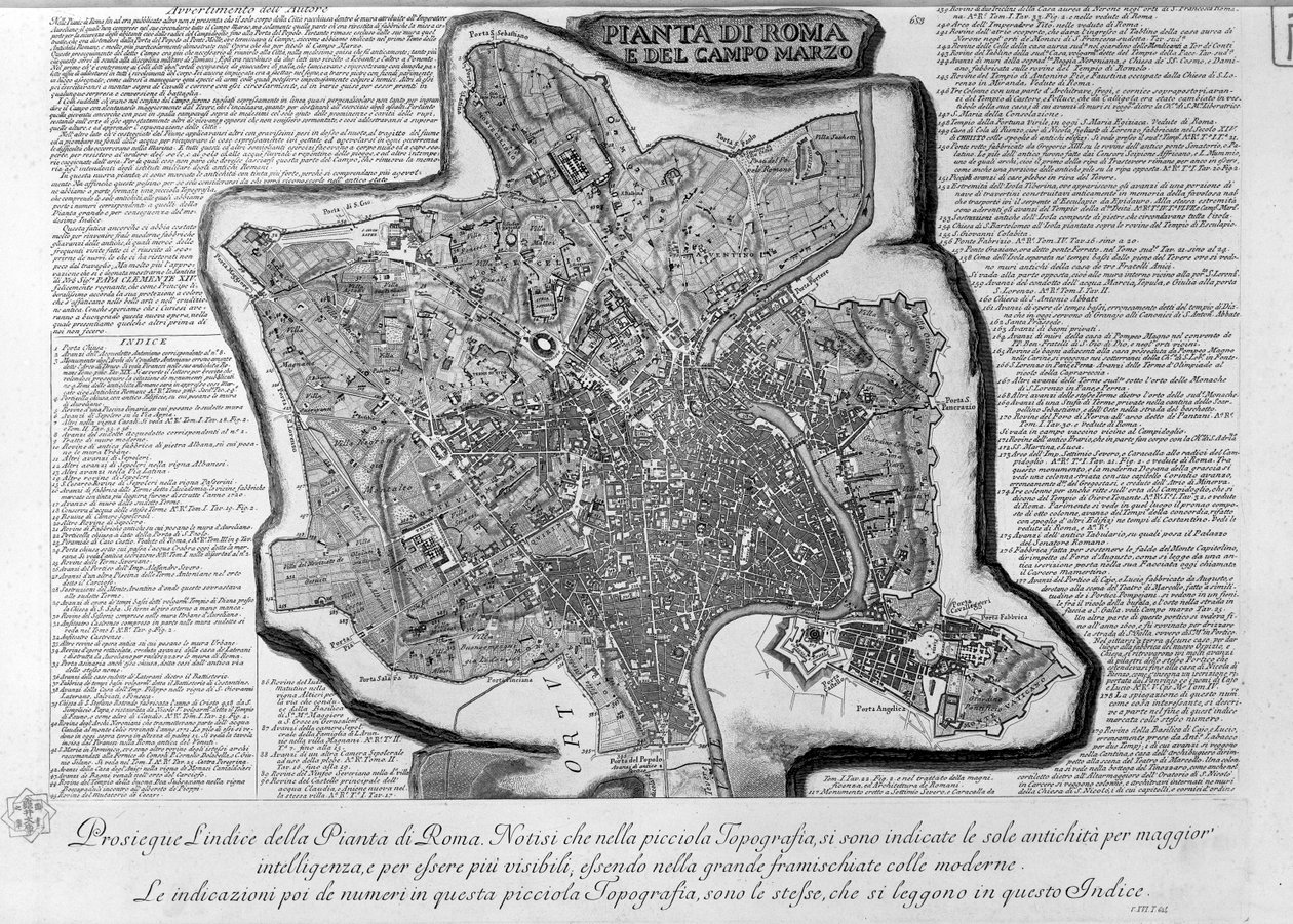 Kort over Rom, del. 1 af Giovanni Battista Piranesi