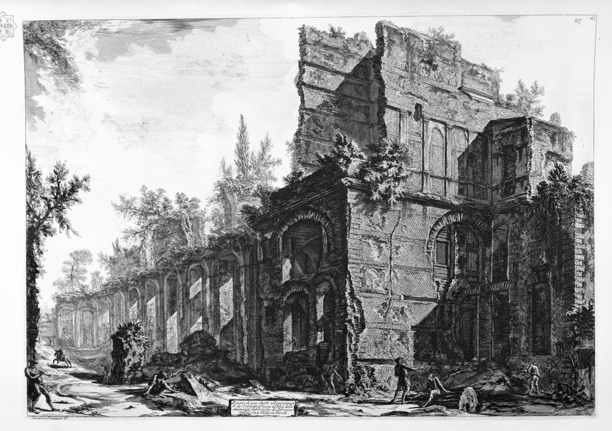 Ruiner af en af ​​soldaternes kvarterer på en af ​​Hadrians fremtrædende fabrikker i hans villa i Tivoli af Giovanni Battista Piranesi