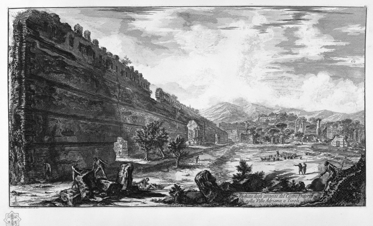 Udsigt over resterne af Castro Pretorio i Villa Adriana i Tivoli af Giovanni Battista Piranesi