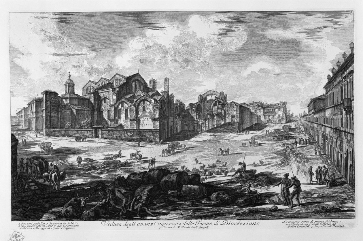 Udsigt over de øvre rester af Diocletians bade af Giovanni Battista Piranesi