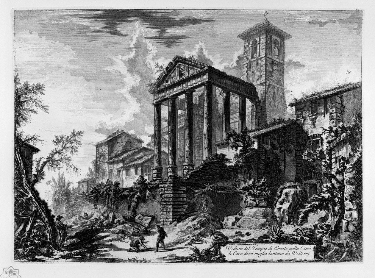 Udsigt over Herkules -templet i byen Cora, ti miles væk fra Velletri af Giovanni Battista Piranesi