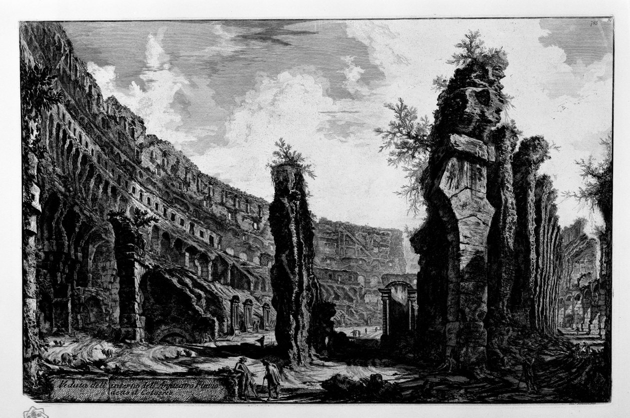 Udsigt over det indre af det flaviske amfiteater kendt som Colosseum af Giovanni Battista Piranesi