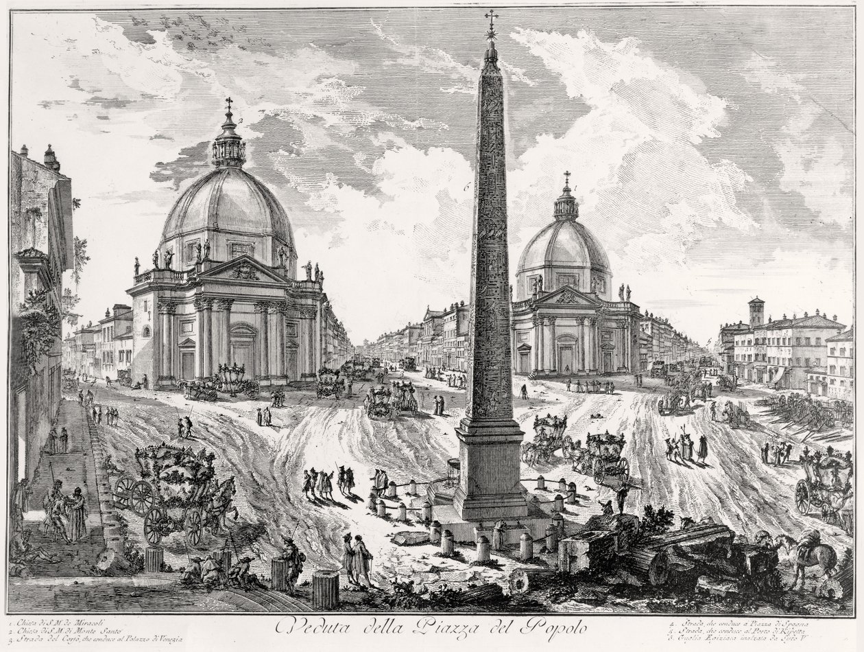 Udsigt over Piazza del Popolo, ca. 1750 af Giovanni Battista Piranesi
