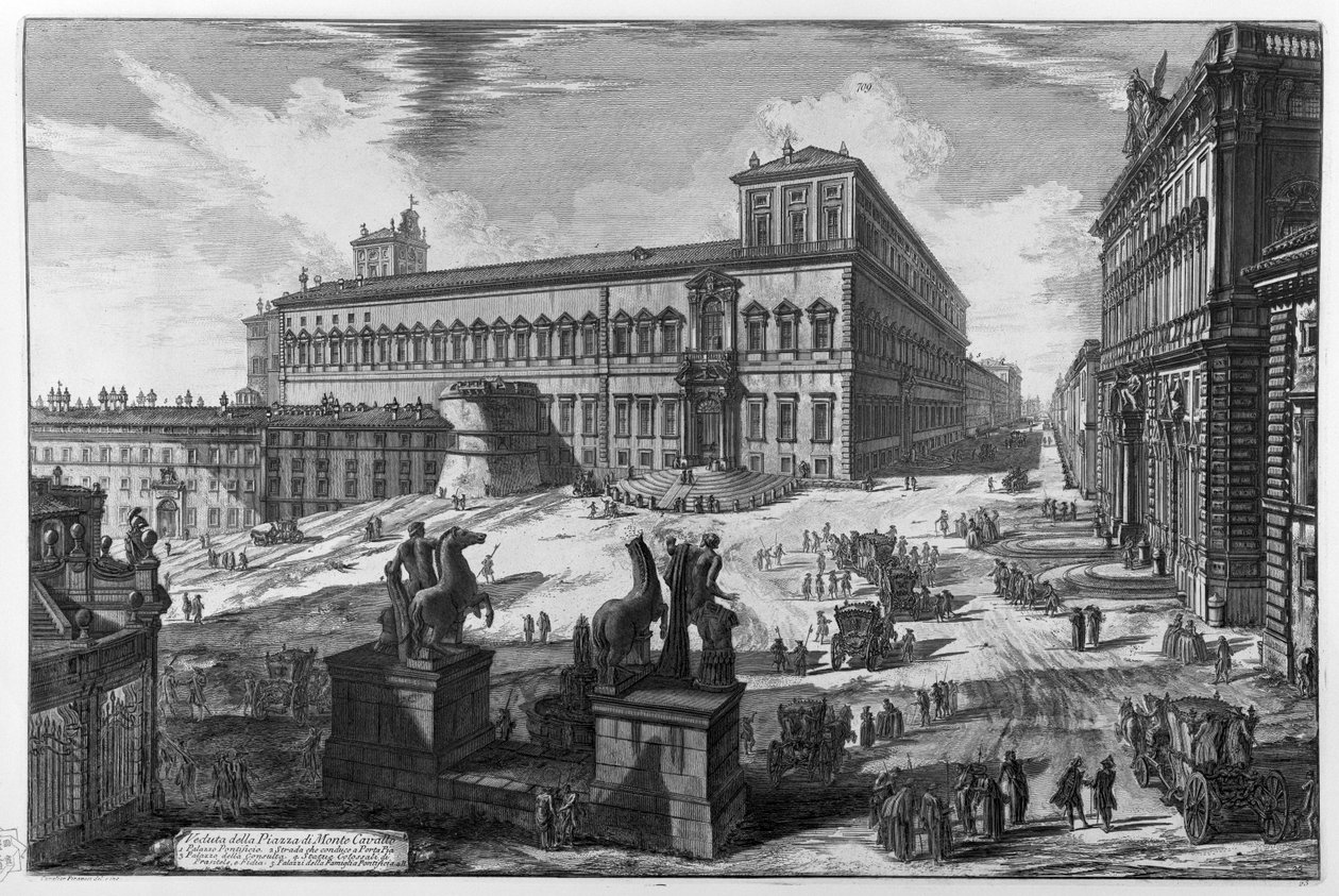 Udsigt over Monte Cavallo -pladsen af Giovanni Battista Piranesi