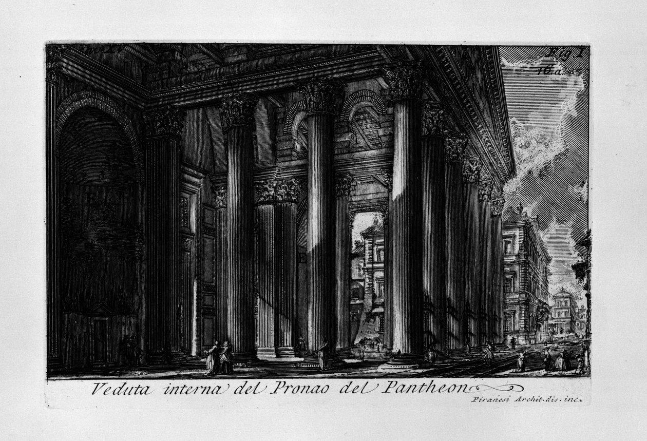Intern visning af Pantheons Pronaos af Giovanni Battista Piranesi
