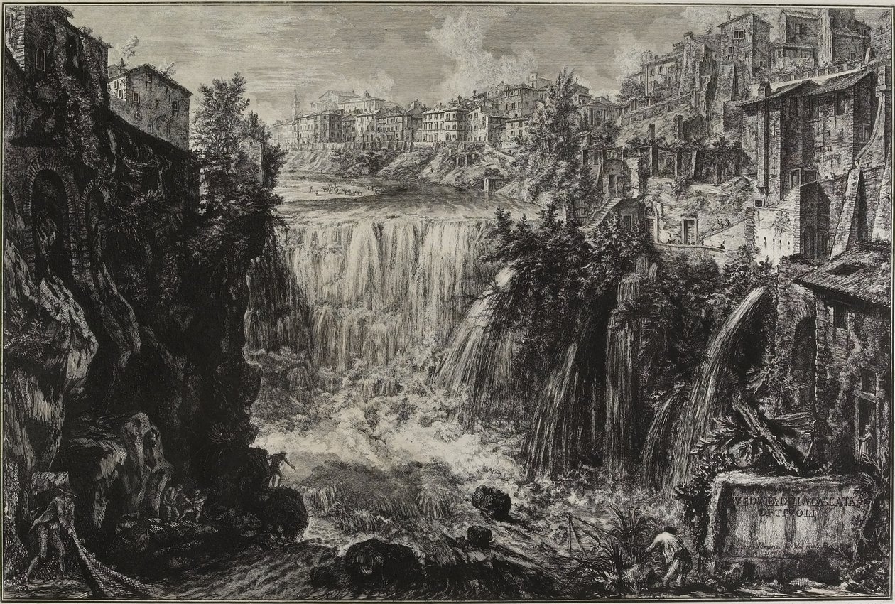 Udsigt over den store kaskade i Tivoli, 1766 af Giovanni Battista Piranesi