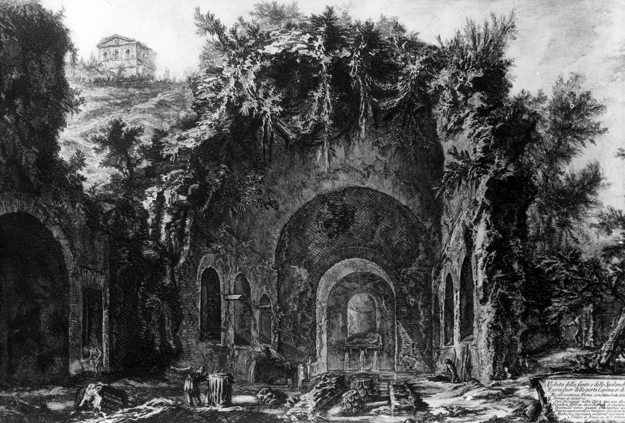Udsigt over Egeria-grotten uden for Porta Capena, fra 