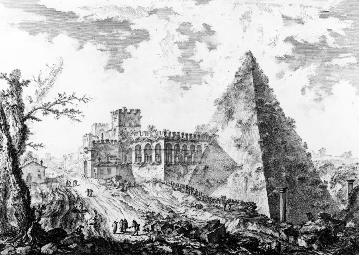 Udsigt over Caius Cestius-pyramiden fra 