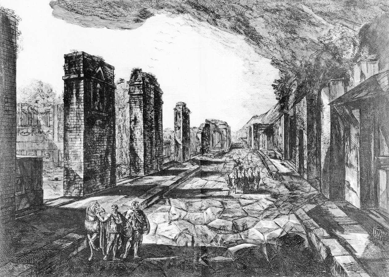 Udsigt over tavernaen i Pompeji med Priapus-butikskiltet, fra 