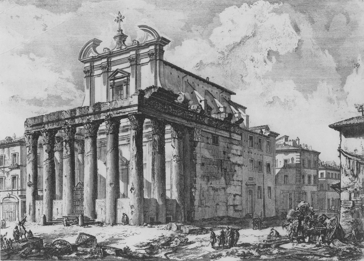 Udsigt over Antoninus og Faustinas tempel, fra serien 
