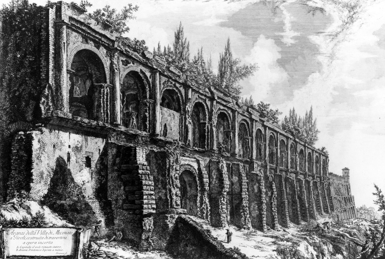 Udsigt over Villa of Maecenas i Tivoli, fra 
