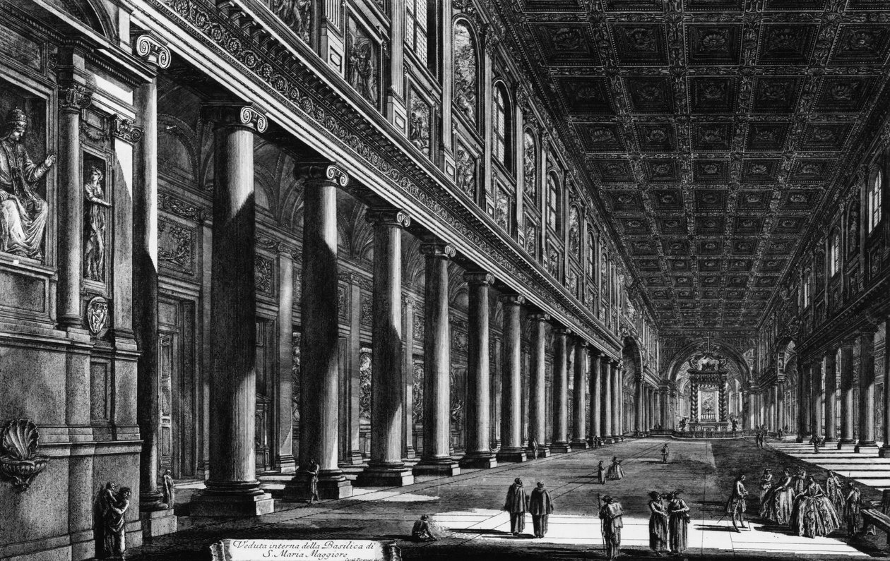 Udsigt over det indre af Santa Maria Maggiore, fra serien "Views of Rome", ca. 1760 af Giovanni Battista Piranesi