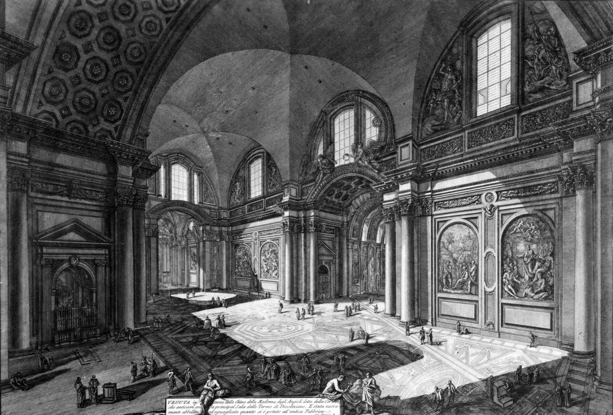 Udsigt over det indre af Santa Maria degli Angeli e dei Martiri, fra 