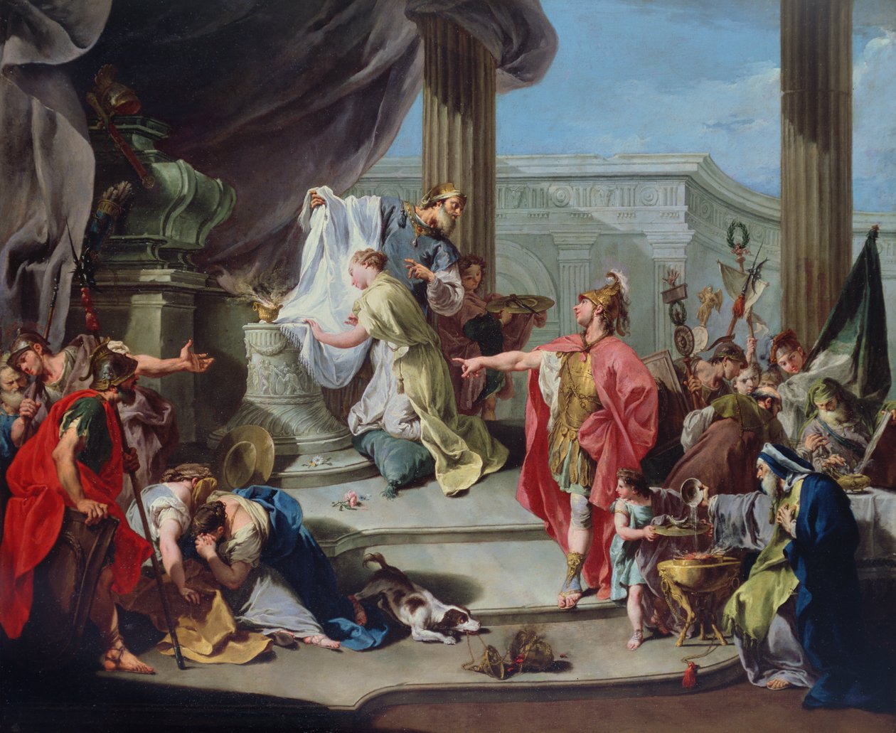 Ofringen af Polyxena, 1737 af Giovanni Battista Pittoni